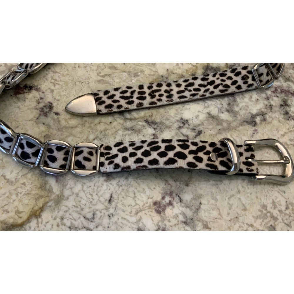 Hair on hide leather belt.